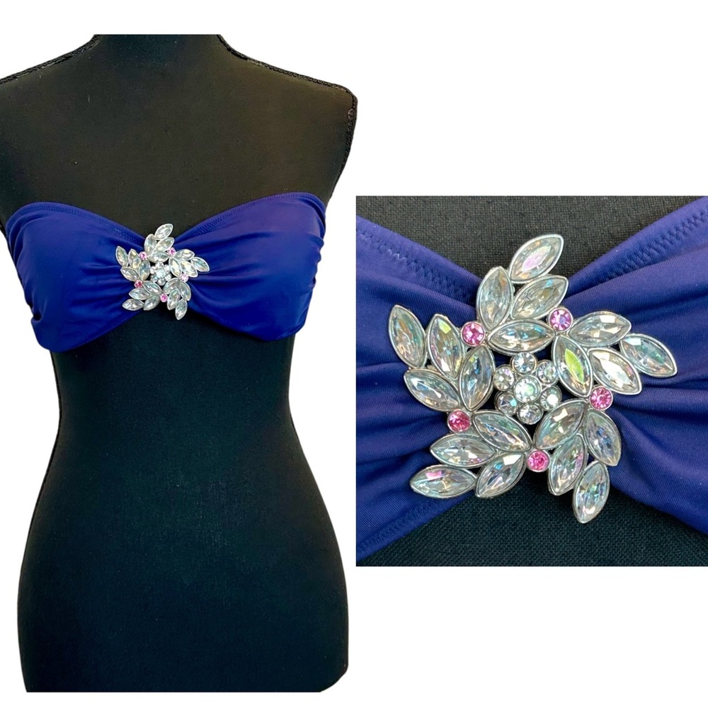 Victoria's Secret blue bandeau bikini top gem jewelled Sz M - Picture 14 of 14
